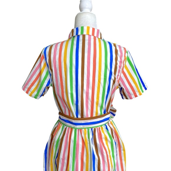 Target Pride Button-Front Tie Waist Maxi Shirtdress Rainbow Stripe Dress Sz S - Picture 10 of 12